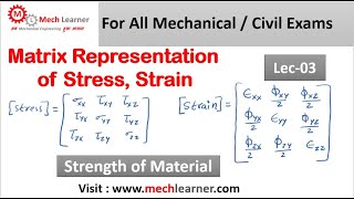 Matrix Representation of Stress And Strain  Triaxial Stress And Biaxial Stress  SOM  3 [upl. by Attenohs]