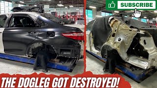 The DogLeg Got Destroyed autobody bodyshop collision quarterpanel autorepair automotive [upl. by Rheta]