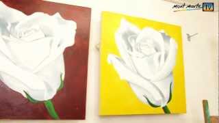 Art Lesson How to Paint a White Rose Using Acrylic Paint [upl. by Adnical]