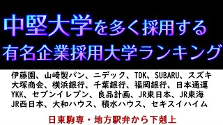 【就職】中堅大学を多く採用する有名企業20社採用大学ランキング [upl. by Hesky]