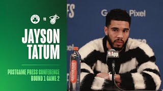 Jayson Tatum Postgame Press Conference  Round 1 Game 2 vs Miami Heat [upl. by Enomes]