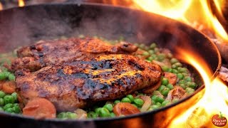 ULTIMATE FRIED CHICKEN amp PEAS  Cooking Outside on 25C [upl. by Laise339]