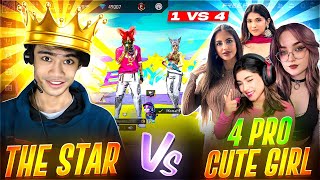 4 PRO GIRLS VS THE STAR 😱 1 VS 4 👿 GARENA FREE FIRE [upl. by Etnoek]