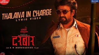 DARBAR Hindi  Thalaiva In Charge Lyric Video  Rajinikanth  AR Murugadoss  Anirudh  Raftaar [upl. by Leuqim970]