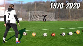 Scoring A Knuckleball Goal With Every Famous Football From 19702020 [upl. by Naji]