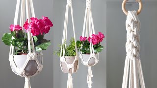 Easy Macrame Plant Hanger with Josephine Knot NEW Way to start Hanger [upl. by Boswell9]