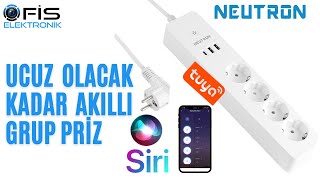 AKILLI GRUP PRİZ Siri ile kontrol Neutron Akıllı WiFi Destekli 4lü Akım Korumalı Priz 2 USB [upl. by Anamuj135]