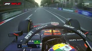 Sergio Perez near crash with Carlos Sainz Azerbaijan GP 2024 FP2 [upl. by Dedric]