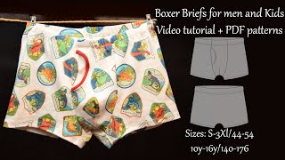 How to sew Stretch Boxer Briefs for men and kids  DIY Sewing Tutorial and PDF Pattern For Beginners [upl. by Okuy]