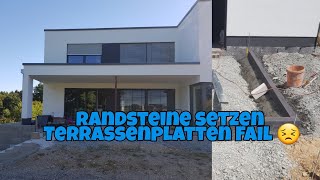 Hausbau Blog 66 Randsteine setzen Terrassenplatten Maßdifferenzen Die Siwuchins [upl. by Giesser]