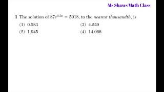 Regents Algebra II August 2018 1 [upl. by Vieva]