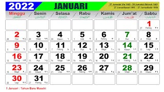 KALENDER TAHUN 2022 LENGKAP DENGAN LIBUR NASIONAL [upl. by Crowell493]