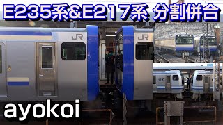 E235系1000番台 amp E217系 横須賀線逗子駅 連結･切り離し [upl. by Kilah]