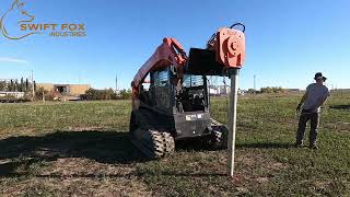 Vibrating Post Driver Fast and Efficient Use With Skid Steer Excavator Tractor etc [upl. by Aivil]