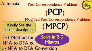 Post Correspondence ProblemPCP Modified Post Correspondence ProblemMPCP [upl. by Atteram]