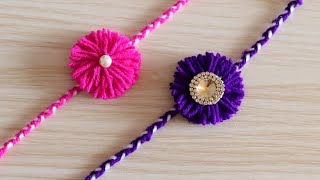 How To Make Rakhi At Home  DIY  Woolen Rakhi  Rakhi Making Ideas At Home [upl. by Granger358]