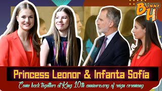 Princess Leonor and infanta Sofía Come back together at King 10th anniversary of reign ceremony [upl. by Jaban]