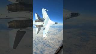 US F16 intercepting a Russian Tu95 was subjected to an unsafe maneuver by a Russian Su35 [upl. by Dnarud682]