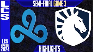 C9 vs TL Highlights Game 3  LCS Spring 2024 Playoffs Semifinal  Cloud9 vs Team Liquid G3 [upl. by Annotahs]