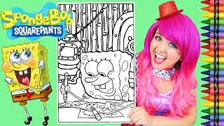 Coloring SpongeBob Squarepants Drawing GIANT Coloring Book Page Crayola Crayons  KiMMi THE CLOWN [upl. by Bobbette665]