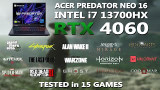 ACER PREDATOR NEO 16 RTX 4060  i7 13700HX Gaming Benchmark Test  Tested in 15 Games  1440P [upl. by Wendi806]