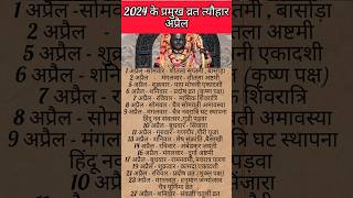 2024 मुख्य व्रत त्यौहार। 2024 अप्रैल प्रमुख व्रत त्यौहार  April calendarApril 2024 festivals list [upl. by Dadinirt]