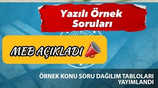 Yazılı Örnek Soruları ve Soru Dağılımı  ÖRNEK KONU SORU DAĞILIM TABLOLARI YAYIMLANDI [upl. by Shandeigh265]