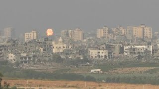 Israeli strike on northern Gaza seen from Sderot  AFP [upl. by Ravel689]