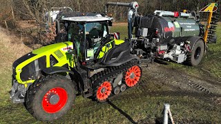 Gülle fahren 2023 Claas Axion 960 TT Traktor Gärreste mit Schlitzgerät german Farmers driving slurry [upl. by Airbmac]