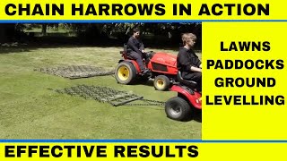 Using A Trailed Chain Harrow For Quick And Easy Ground Thatching [upl. by Cresa]