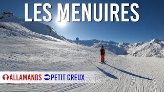 Skiing red and blue pistes Allamands and Petit creux in Les Menuires Les 3 Vallées [upl. by Elora520]