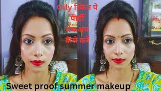 Oily skin party makeup tutorialSummer Long lasting makeupOily Skin Makeup tutorial for beginners🤗 [upl. by Calvinna]