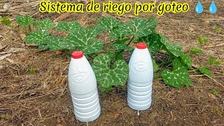 Cómo hacer sistema de riego por goteo  baratofácil de hacer y rápido con botellas de plásticos [upl. by Noffets441]