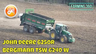 Spreading Manure 2023  John Deere 6250R amp Bergmann TSW 6240 W [upl. by Oina]