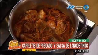 Receta de hoy capeletis y salsa de langostinos [upl. by Serolod]