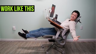 Recliner Workstation Design with Hbada E3 Ergonomic Office Chair [upl. by Adlar]