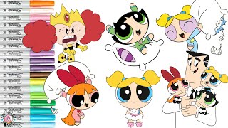 Powerpuff Girls Coloring Book Compilation Blossom Bubbles Buttercup Professor Princess Morbucks [upl. by Christabella]