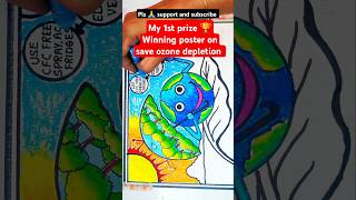 ozone day drawing  save ozone layer poster making  very easy  step by step drawing oilpastel [upl. by Garbe]