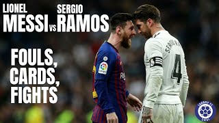 Lionel Messi vs Sergio Ramos  Fouls Cards Fights etc [upl. by Ati]