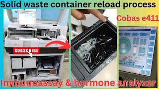 Solid waste container reload process  Cobas e411  Hitachi  medicallabtechnologysajal6903 [upl. by Hanleigh]