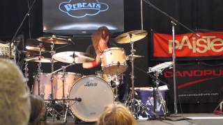 Jason Sutter drum clinic at the Chicago Drum Show 2014 playing Marilyn Manson Little Horn [upl. by Nelra200]