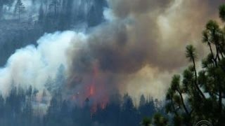 Calif firefighters take aim at raging wildfires [upl. by Odrareg]