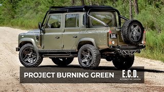 Restored Defender 110 Crew Cab with a 5speed Manual LS3  Project Burning Green  D110 [upl. by Inamik]