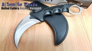 UNITED CUTLERY 875quot HONSHU KARAMBIT FIXED HAWKBILL BLADE BLACK HANDLE KNIFE 2786 [upl. by Euqnimod]