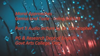 Genius and Taste  Irving Babbitt Part II Audio Lecture by Dr Christopher Govt Arts College Ooty [upl. by Edelson]