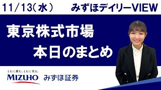 11月13日（水）の東京株式市場 みずほデイリーVIEW 宮﨑桃子 [upl. by Langham187]