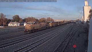 Fast UP AC6000CW 6904 Manifest Train At Kearney NE Railcam [upl. by Hnilym]