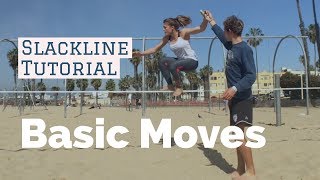 Slackline Tutorial Basic Beginner Moves [upl. by Siriso]