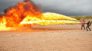 Dualing Flamethrowers at Dragon Mans Machine Gun Shoot [upl. by Caril]