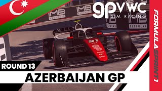 2024 Formula Sprint 1 Azerbaijan Grand Prix  ROUND 13  GPVWC Sim Racing [upl. by Ttevy]